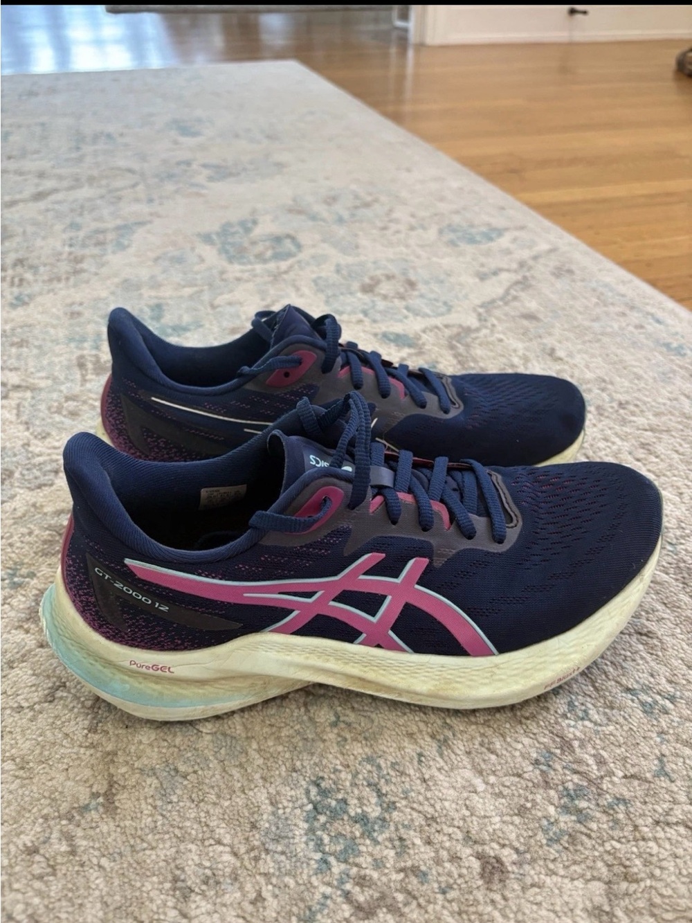 Asics Women's Navy and Pink Running Shoes